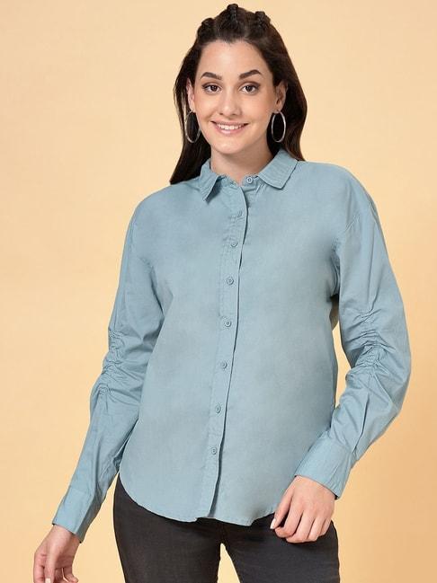 sf jeans by pantaloons blue cotton shirt