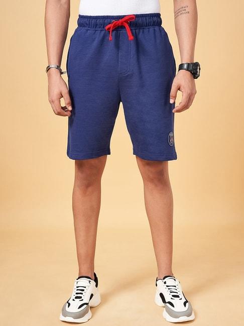 sf jeans by pantaloons blue cotton slim fit shorts
