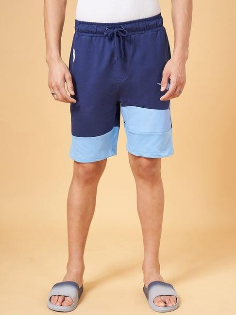 sf jeans by pantaloons navy cotton slim fit colour block shorts