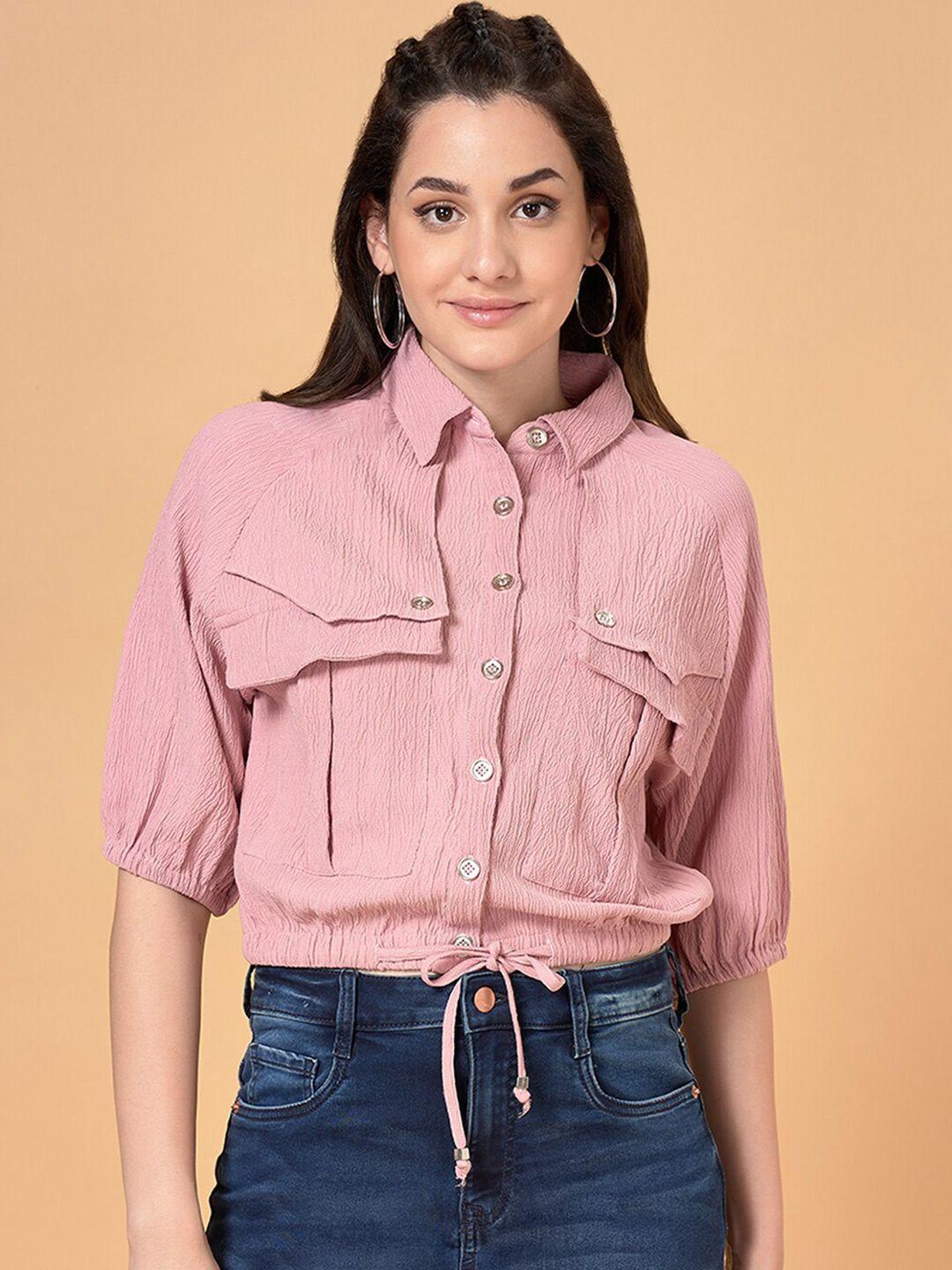 sf jeans by pantaloons textured casual crop shirt