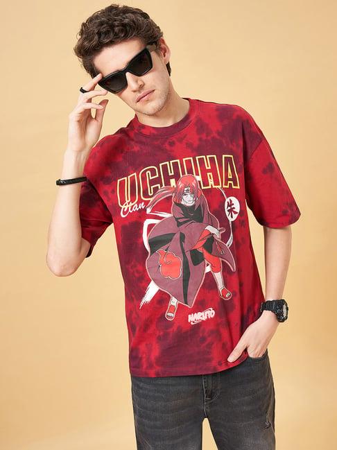 sf jeans by pantaloons dark red regular fit graphic print t-shirt