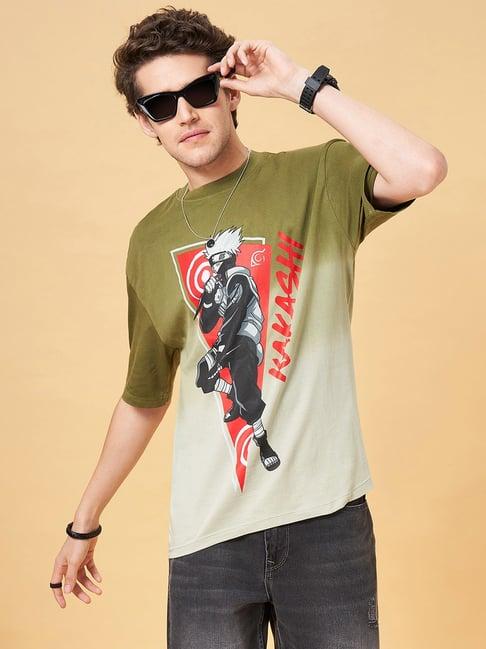 sf jeans by pantaloons frosty green regular fit graphic print t-shirt