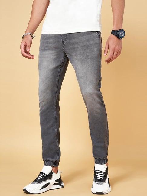 sf jeans by pantaloons medium grey regular fit jogger jeans