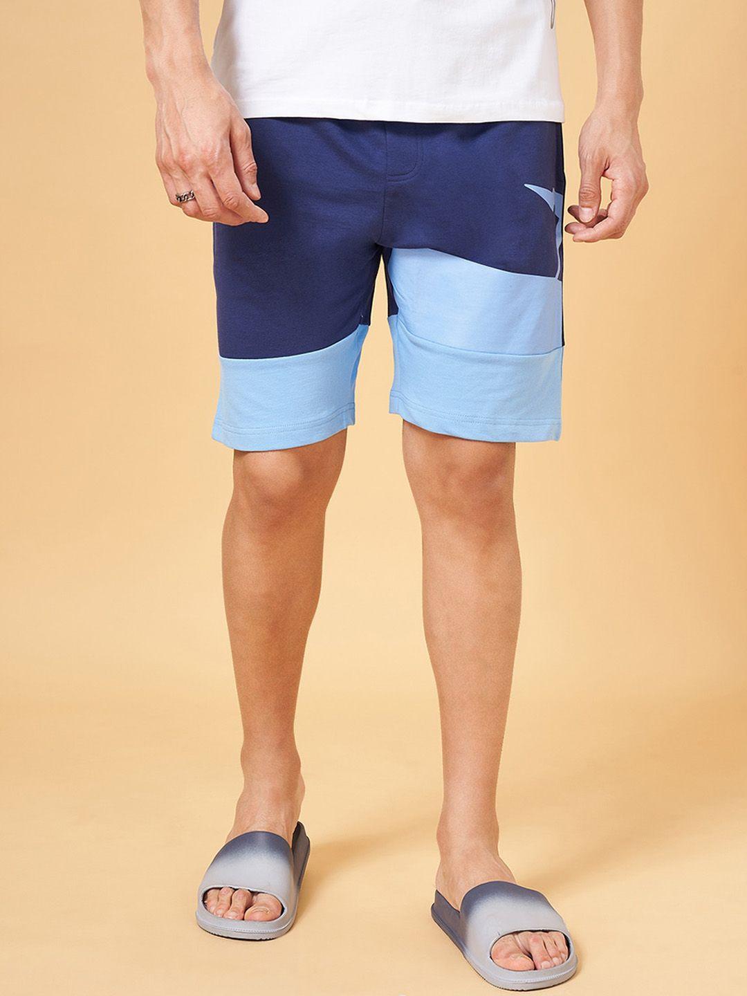 sf jeans by pantaloons men colourblocked slim fit cotton regular shorts