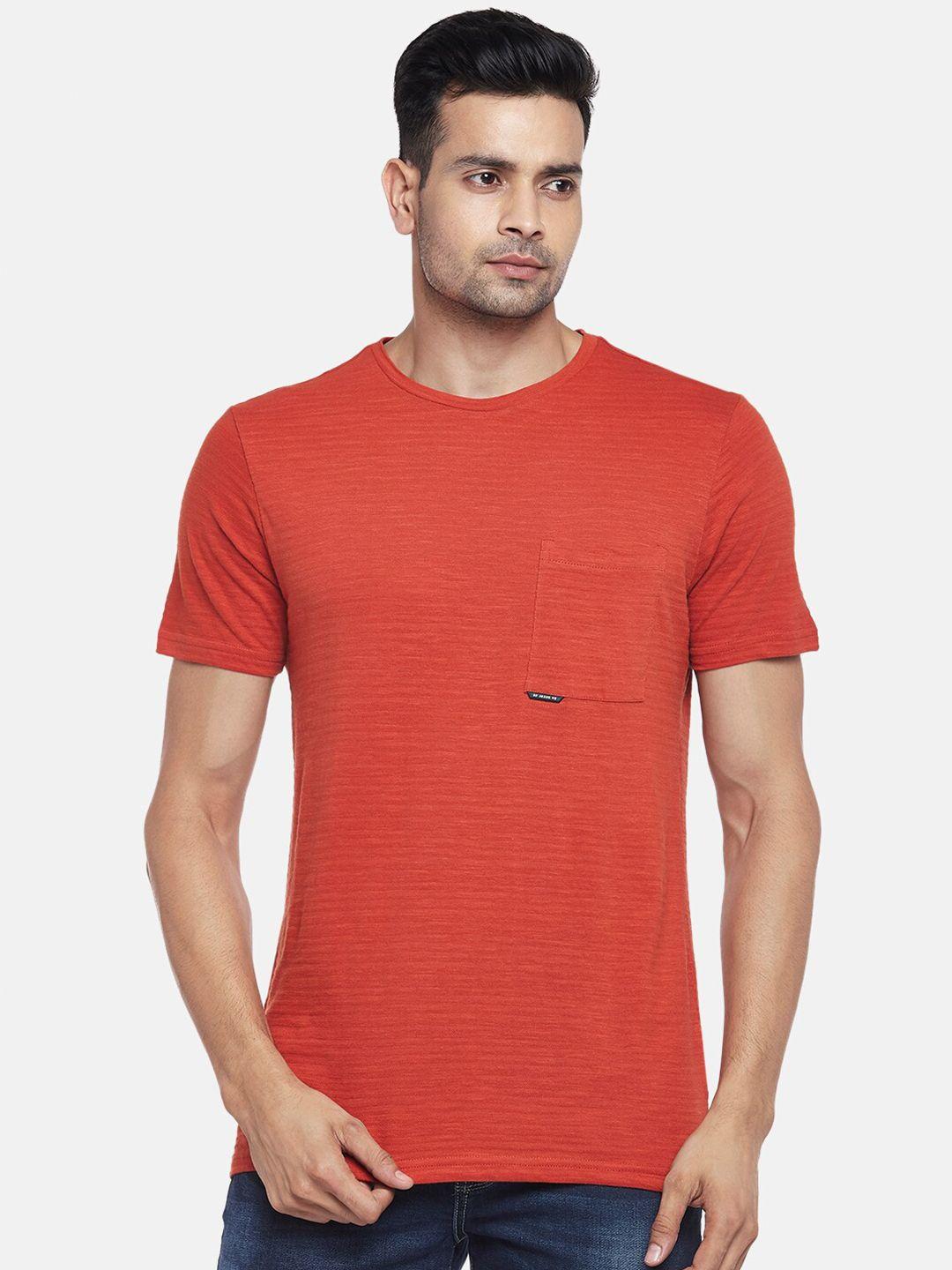 sf jeans by pantaloons men rust slim fit t-shirt