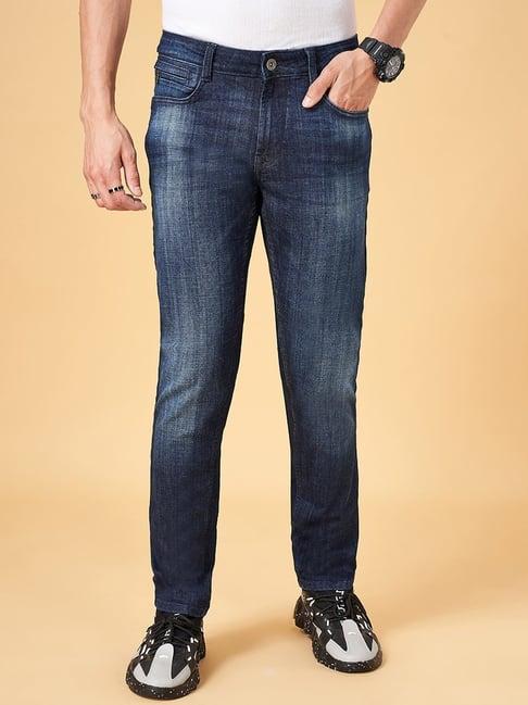 sf jeans by pantaloons mid blue cotton skinny fit jeans