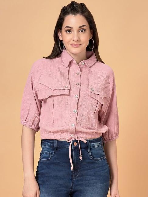 sf jeans by pantaloons pink regular fit shirt