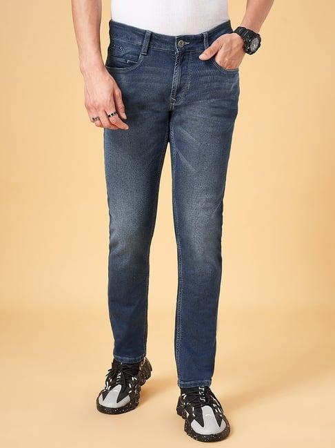 sf jeans by pantaloons powder blue cotton slim fit jeans