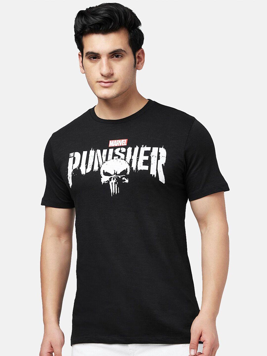 sf jeans by pantaloons punisher printed slim fit casual cotton t-shirt