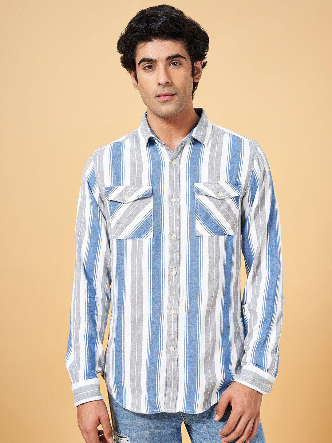 sf jeans by pantaloons vertical striped slim fit casual shirt
