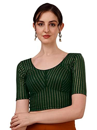 sft women's cotton v back half sleeve readymade stylish elegant stitched blouse (423 arya bottle green - xxl)