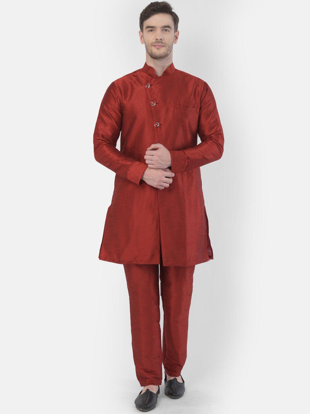 sg leman men  layered raw silk kurta with pyjamas