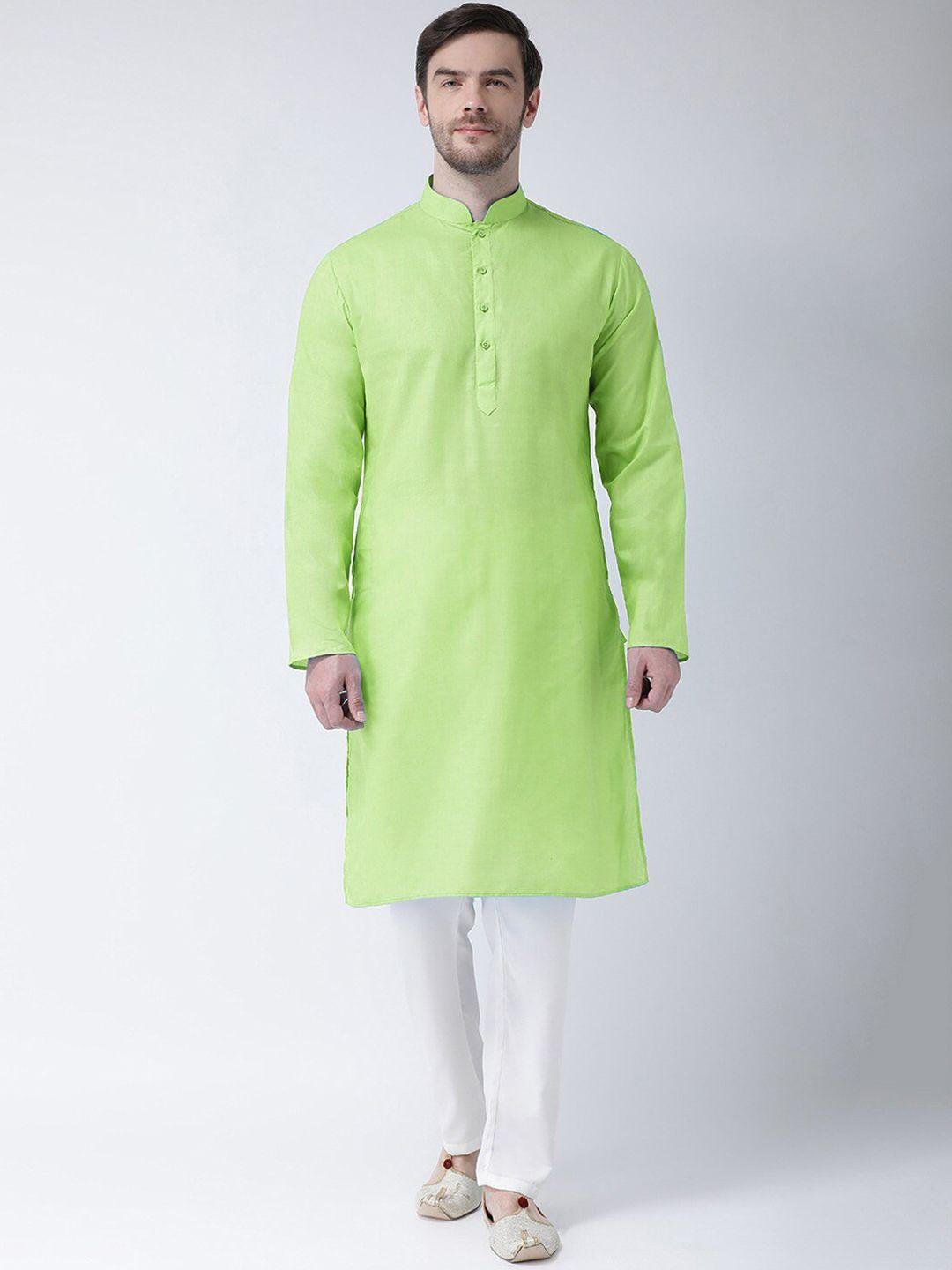 sg leman men green kurta with white pyjamas set
