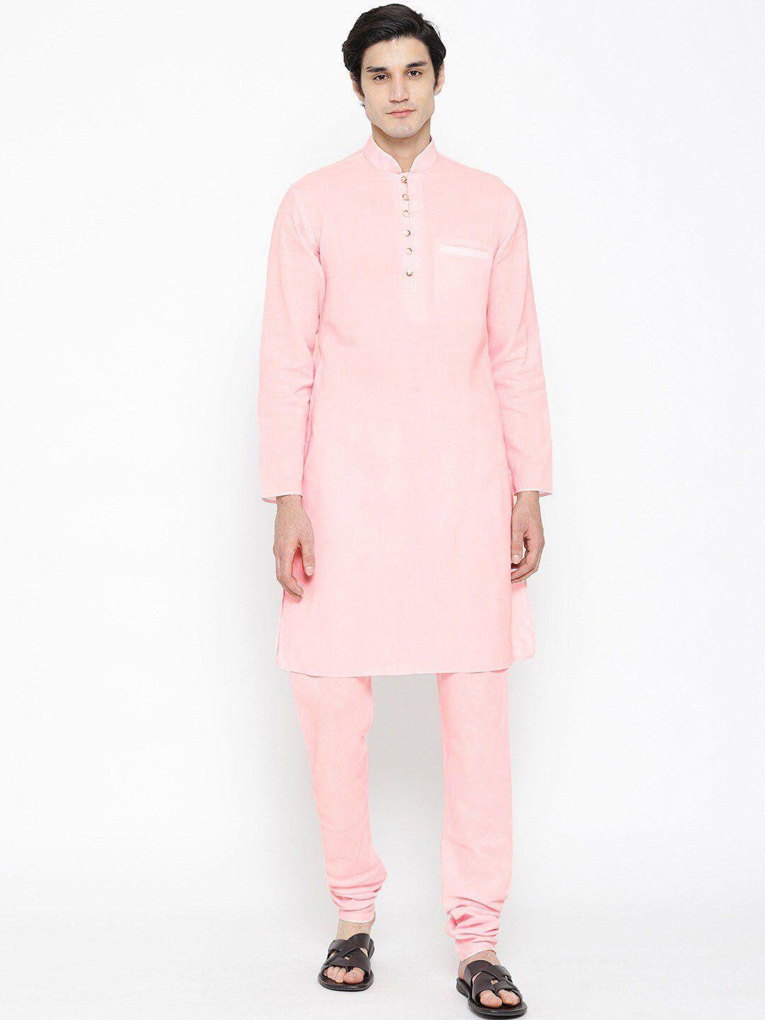sg leman men peach-coloured kurta with pyjamas