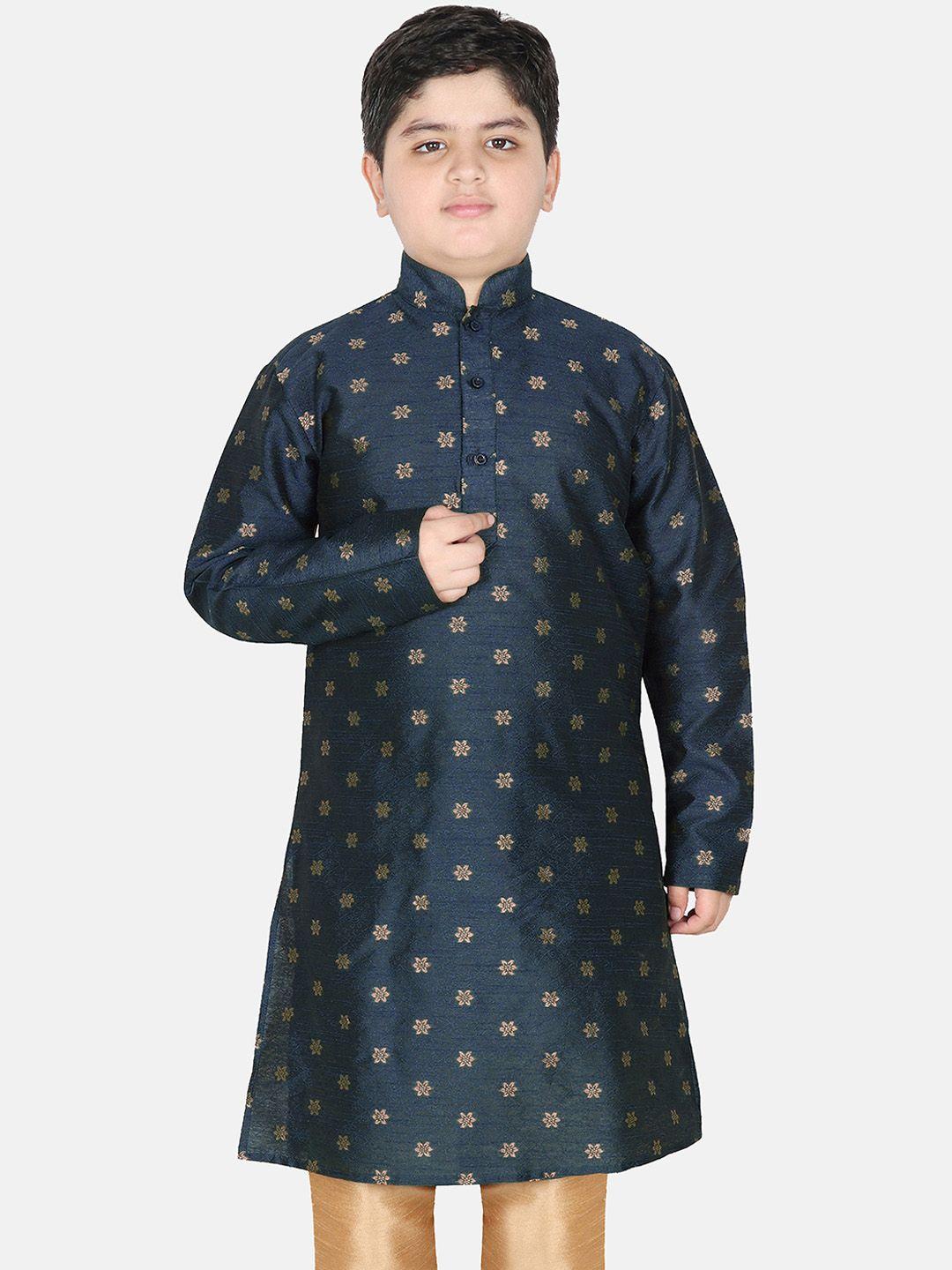 sg yuvraj boys ethnic motifs woven design indigo jacquard kurta