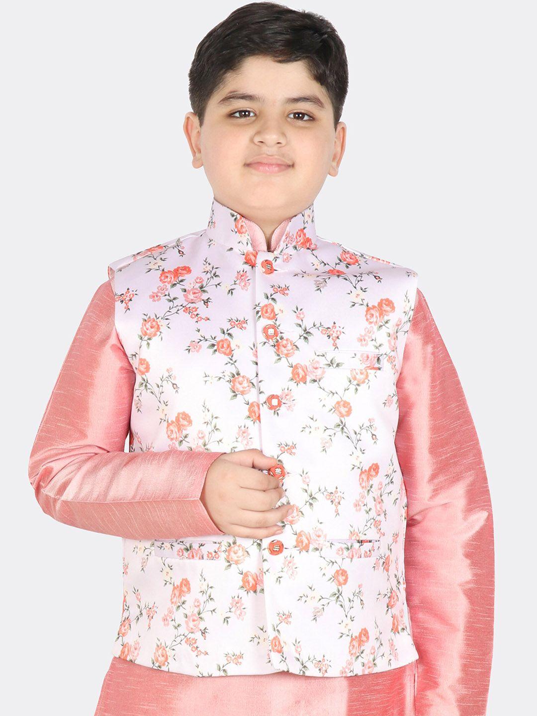 sg yuvraj boys floral printed satin nehru jacket