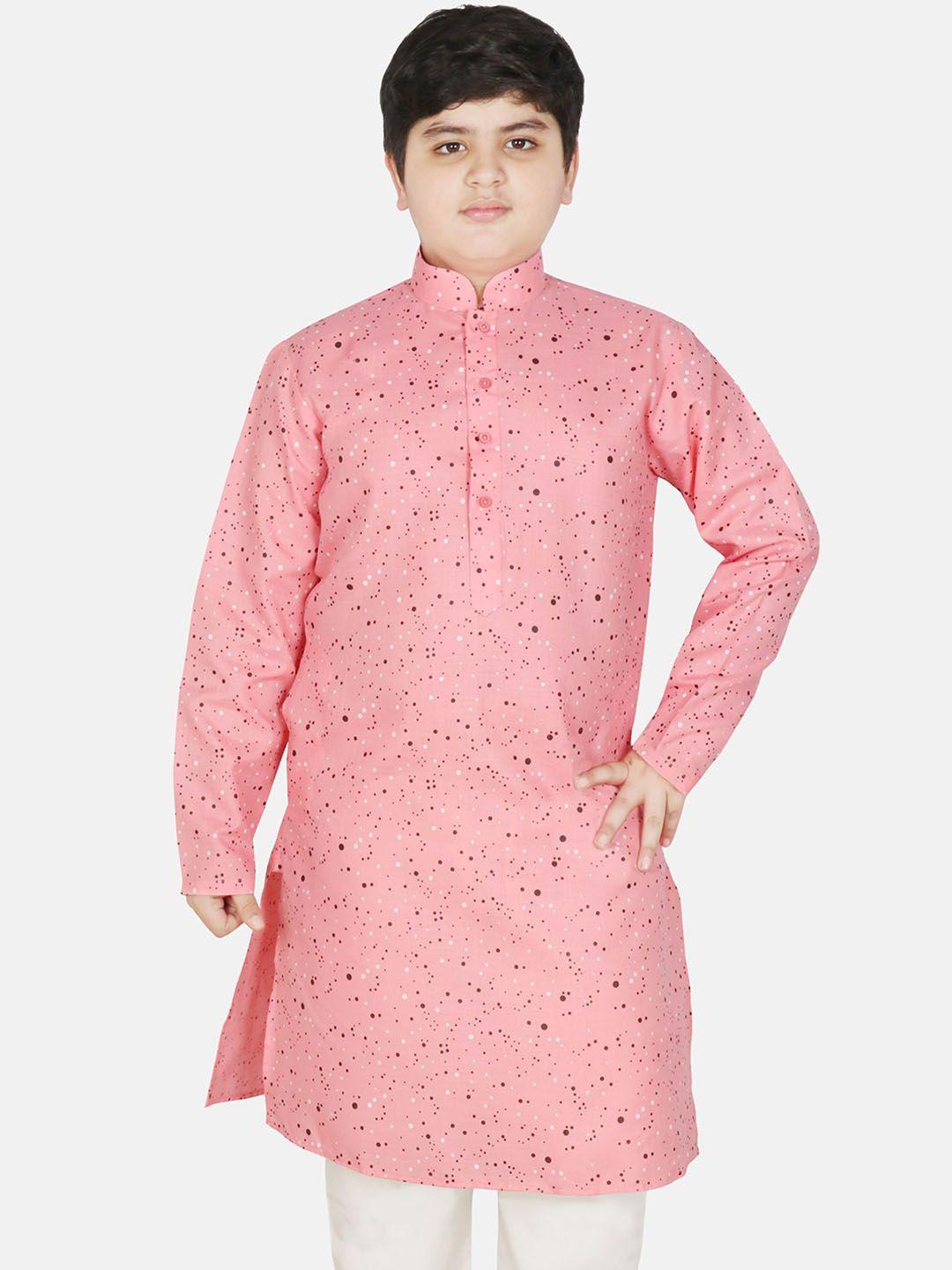sg yuvraj boys geometric printed mandarin collar cotton straight kurta