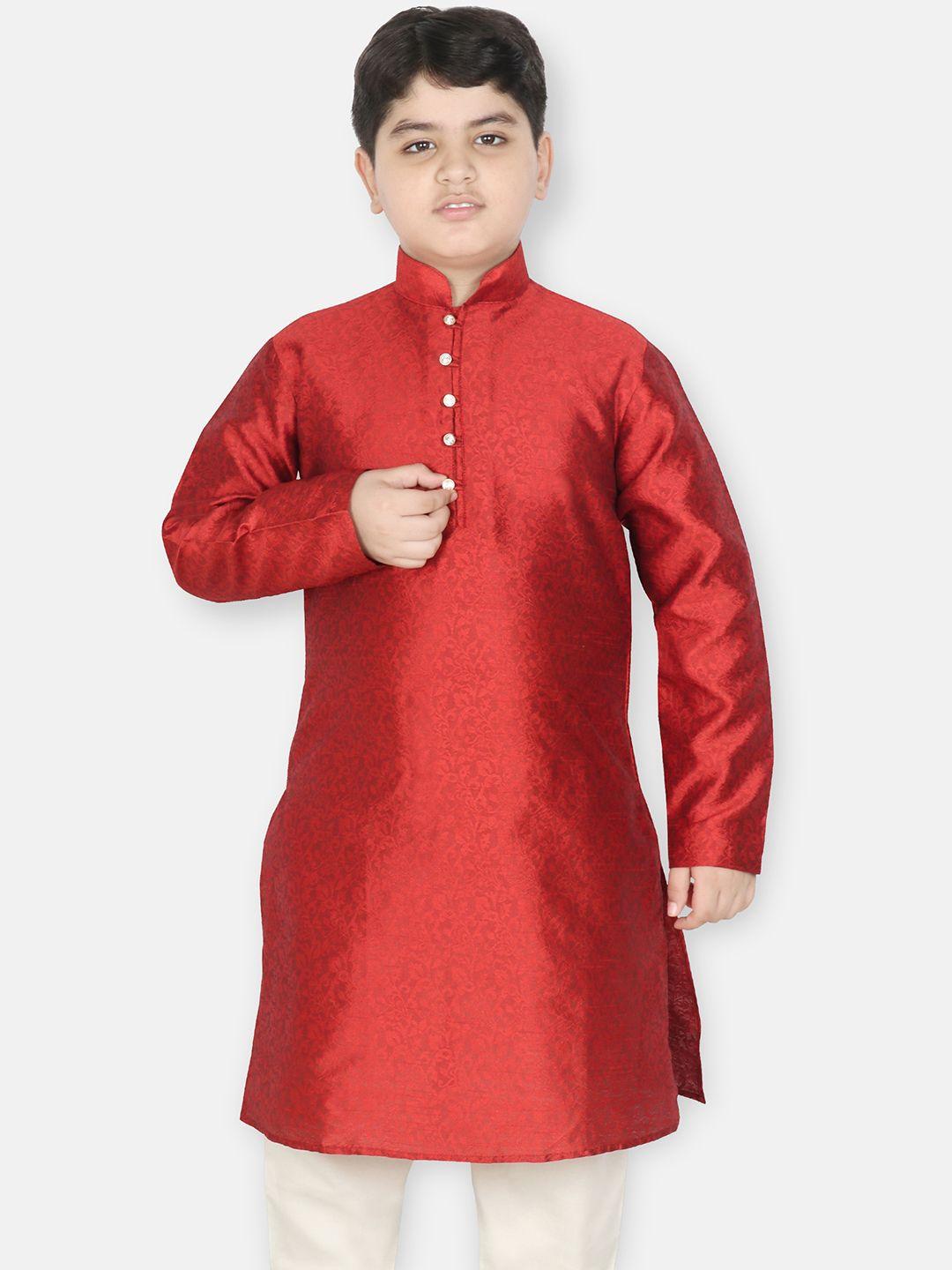 sg yuvraj boys mandarin collar woven design kurta