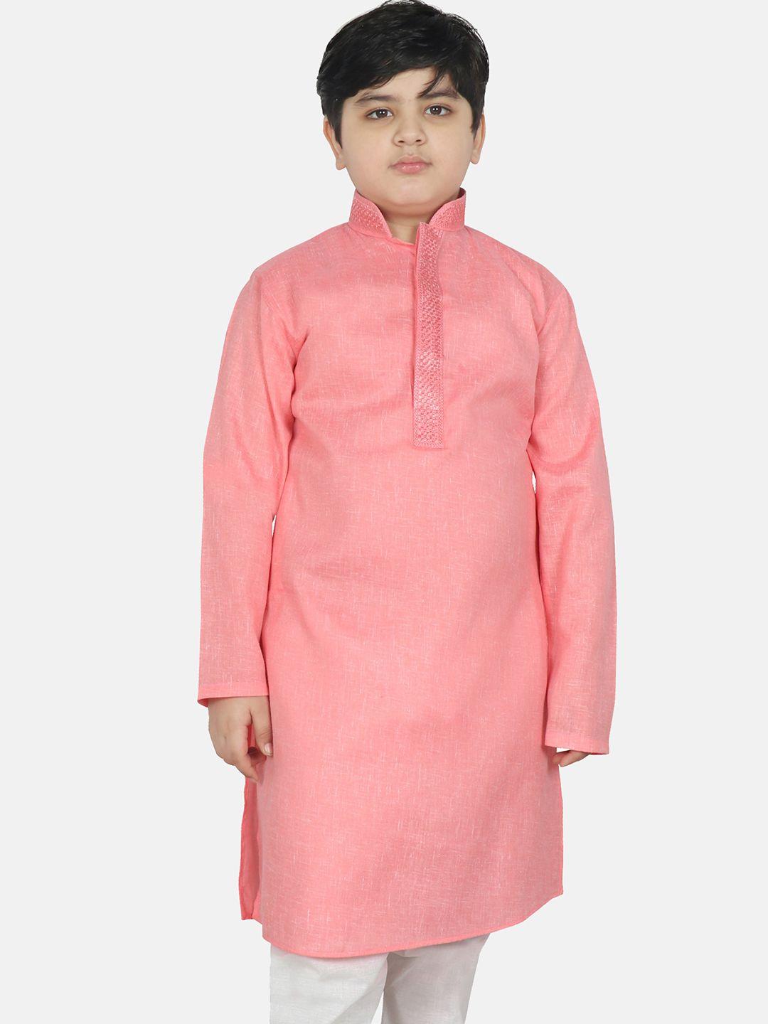 sg yuvraj boys peach-coloured cotton kurta