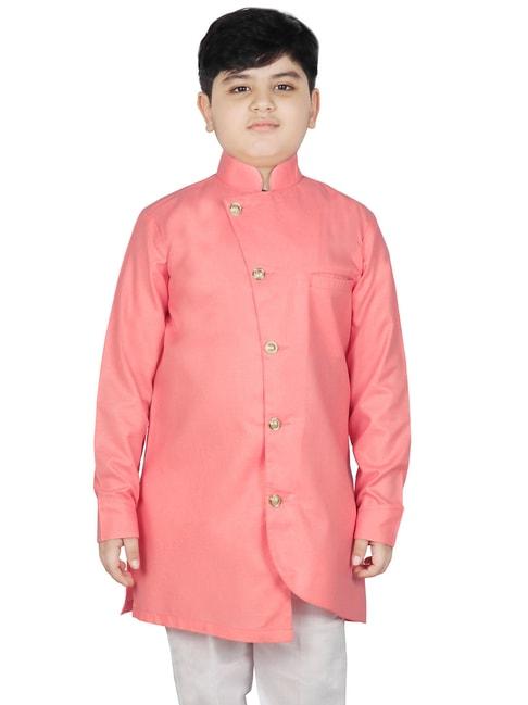 sg yuvraj kids pink solid full sleeves kurta