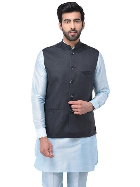 sg leman black regular fit waistcoats