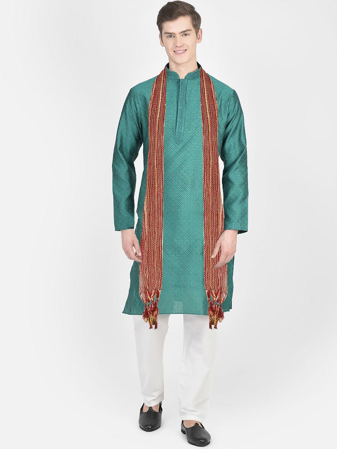 sg leman ethnic motifs woven design thread work kurta with pyjamas & dupatta