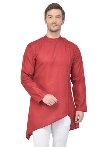 sg leman maroon solid short kurtas