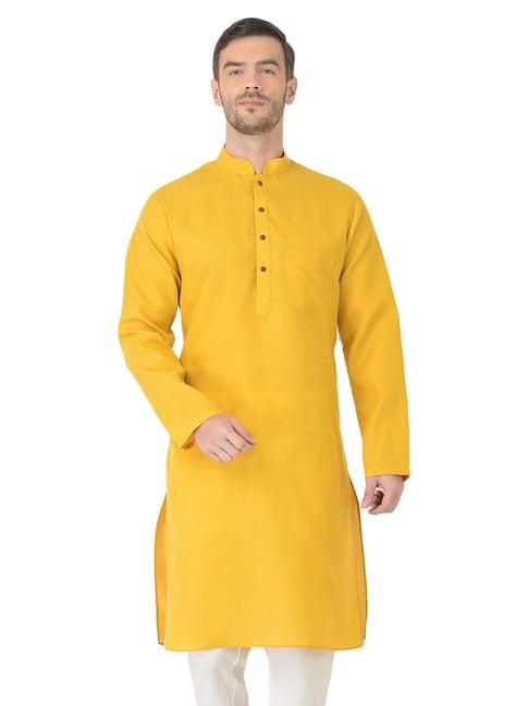 sg leman mustard regular fit kurta