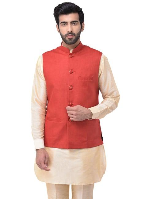 sg leman orange regular fit waistcoats