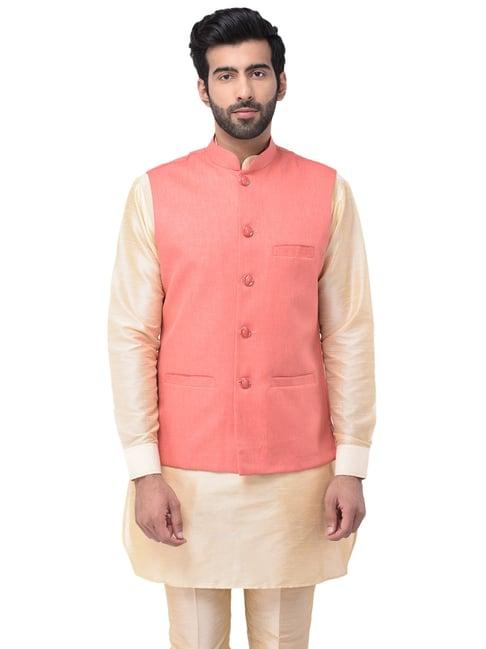 sg leman peach regular fit waistcoats