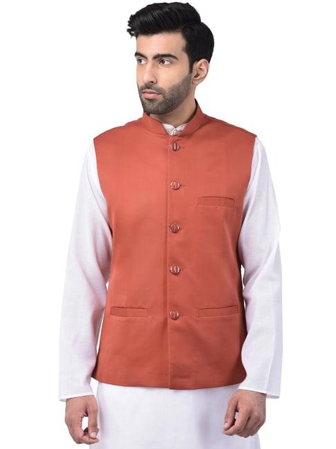 sg leman peach regular fit waistcoats