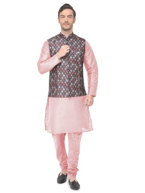 sg leman pink regular fit printed kurta set