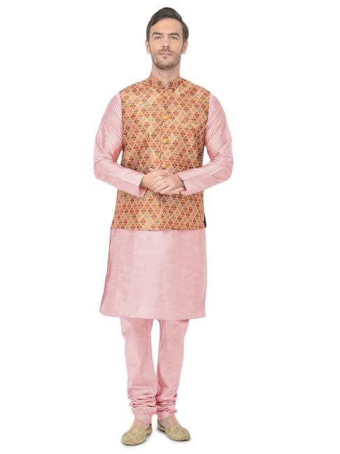 sg leman pink regular fit printed kurta set