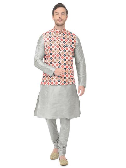 sg leman white regular fit printed kurta set