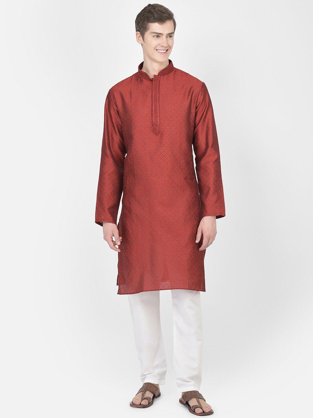 sg leman woven design mandarin collar kurta with pyjamas