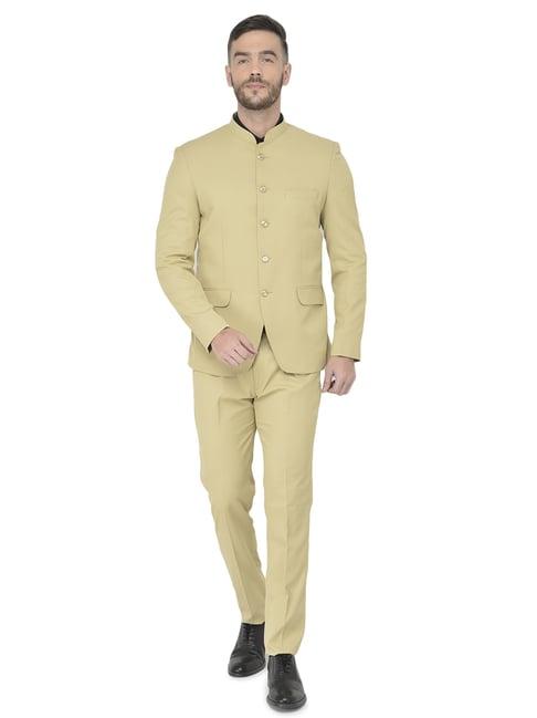 sg rajasahab beige regular fit two piece suit