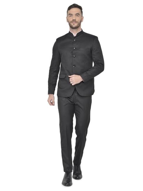sg rajasahab black regular fit two piece suit