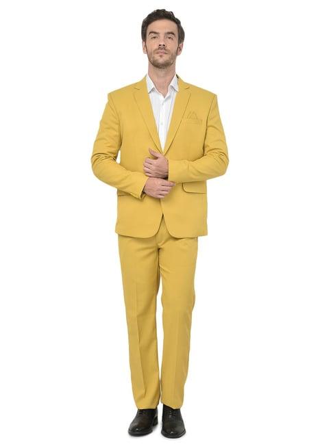 sg rajasahab yellow notch lapel 2-piece suit
