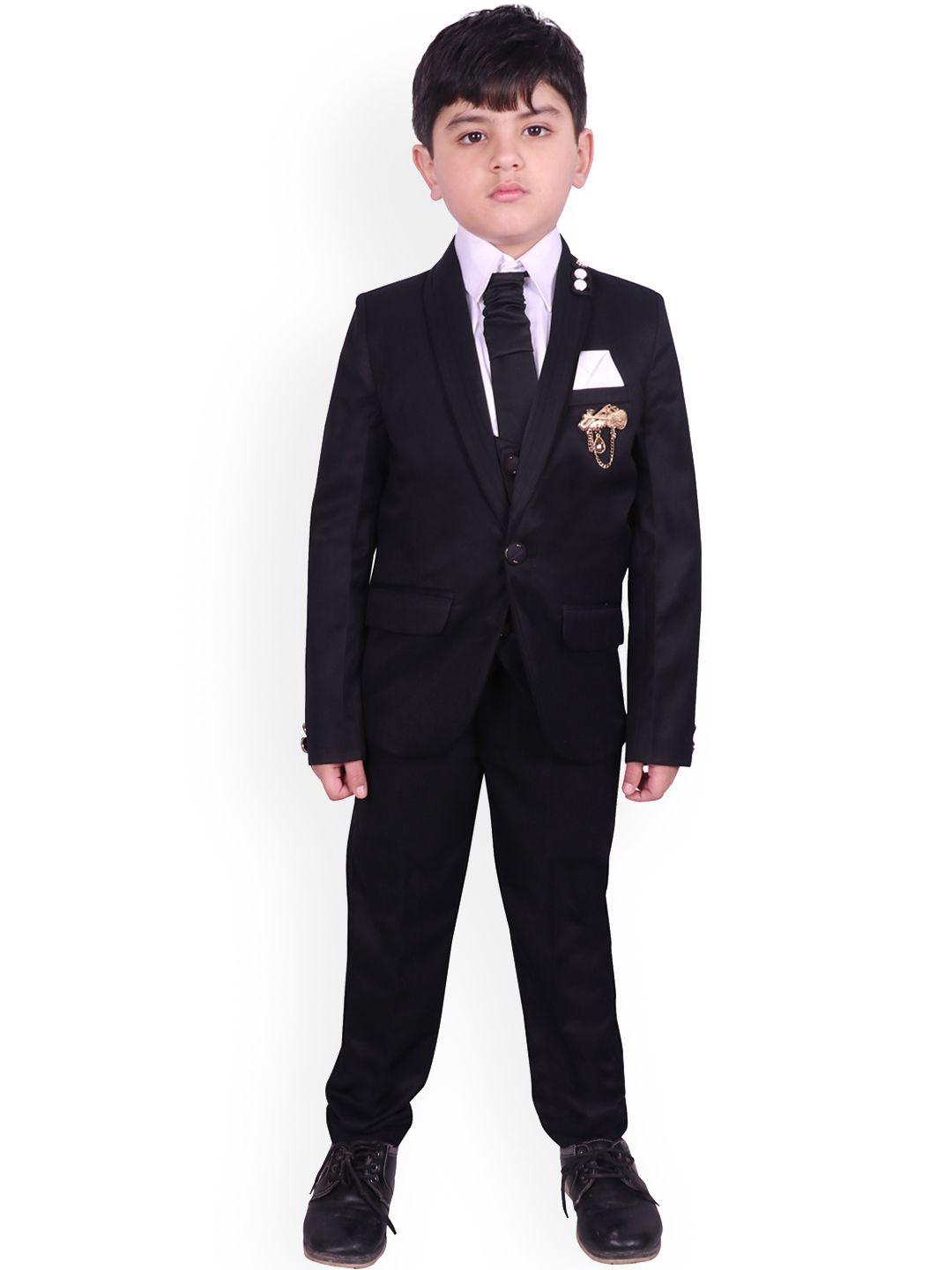 sg yuvraj boys black & pink solid tuxedo party suit