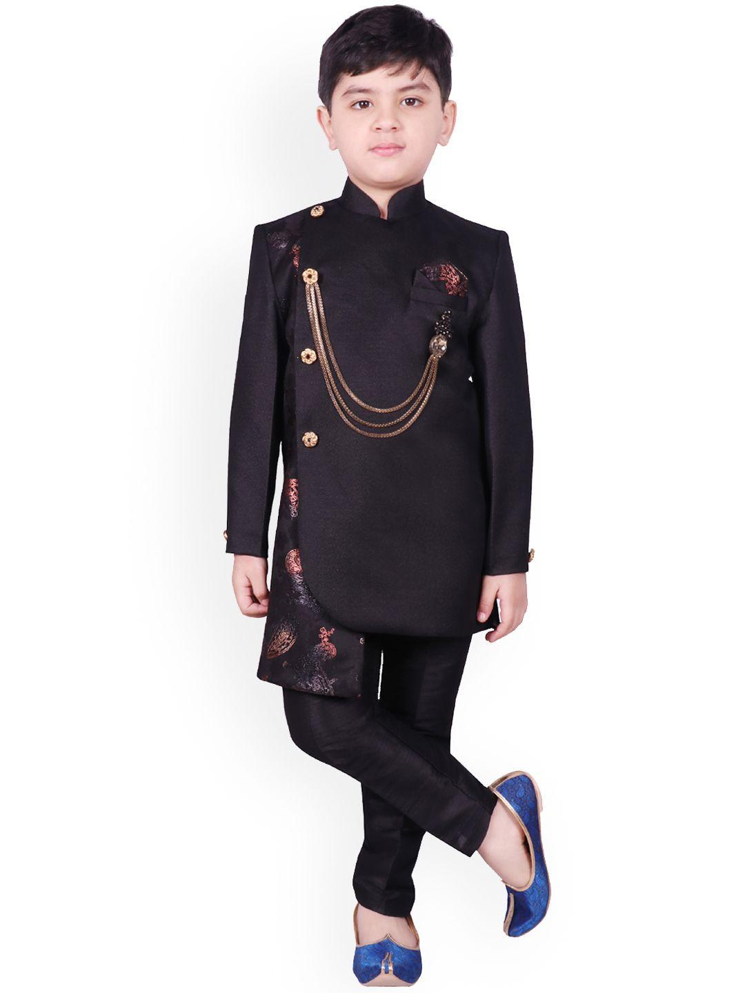 sg yuvraj boys black sherwani set