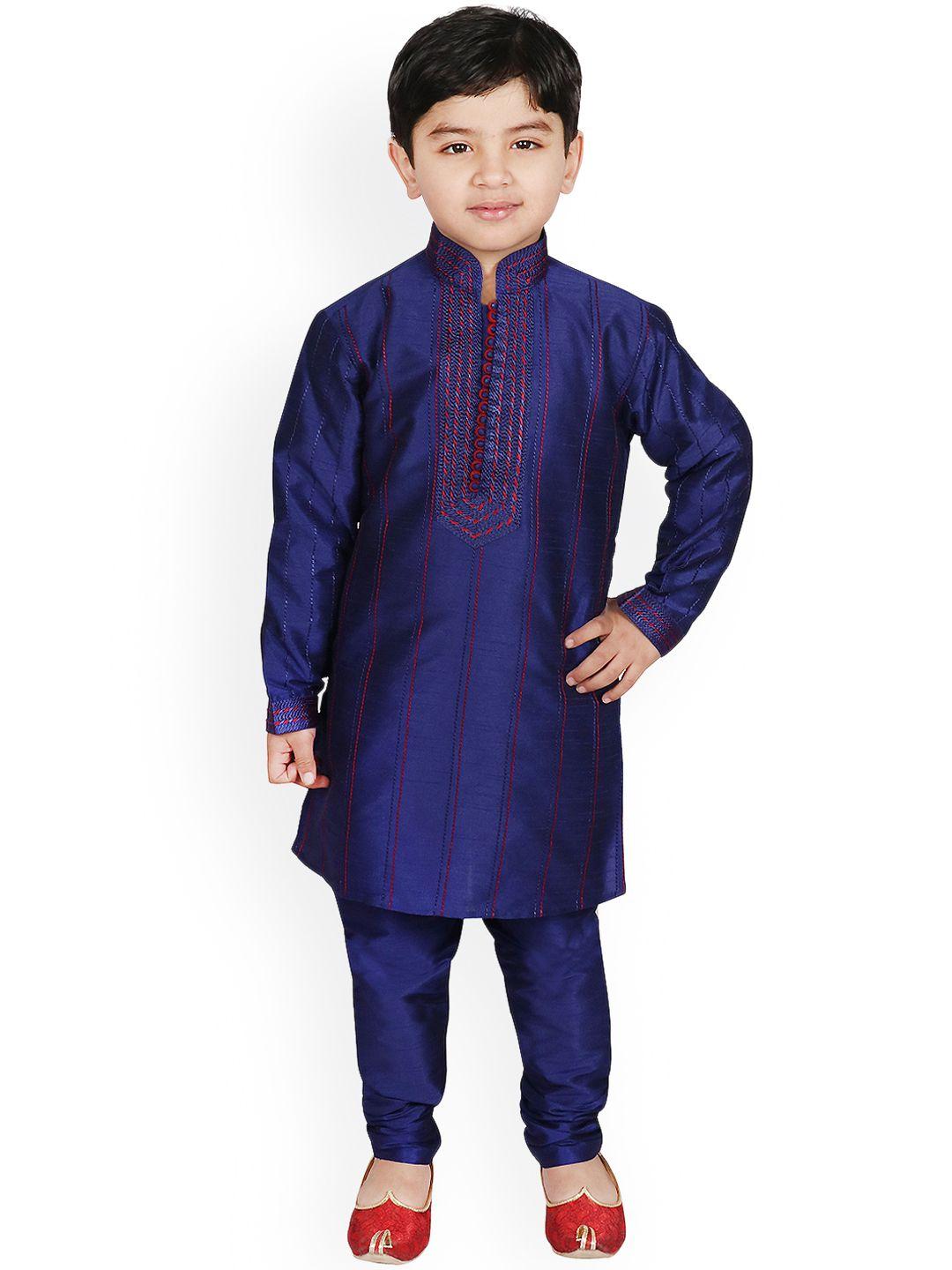 sg yuvraj boys blue striped kurta with pyjamas