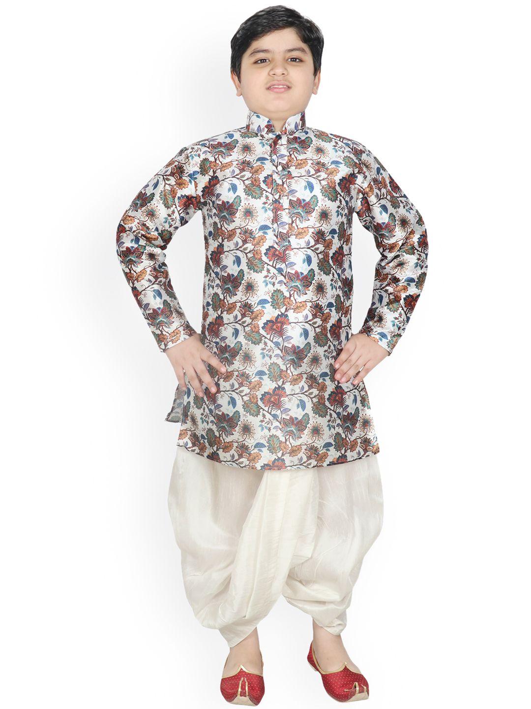 sg yuvraj boys floral printed kurta with dhoti pants