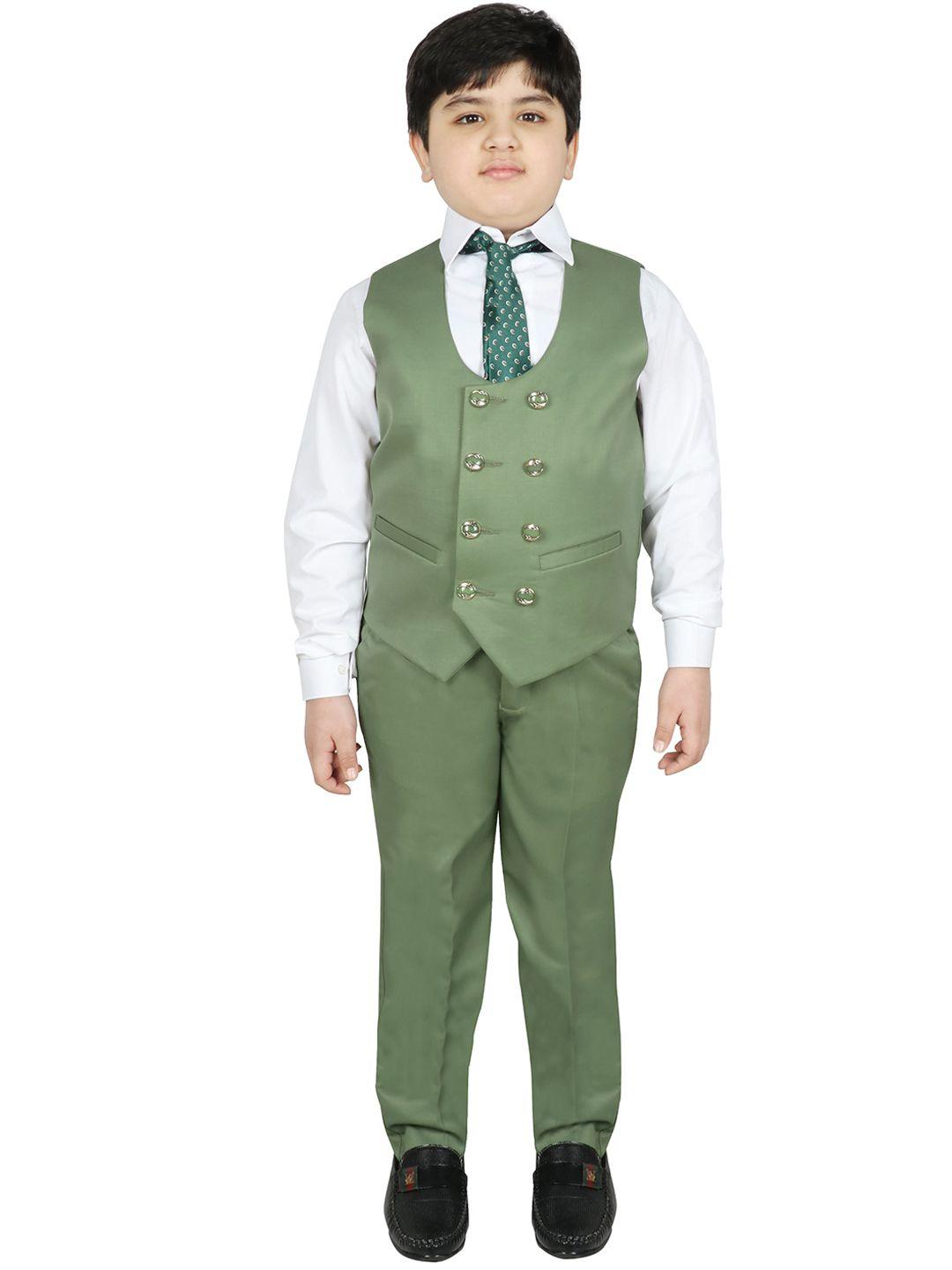 sg yuvraj boys green solid party suit