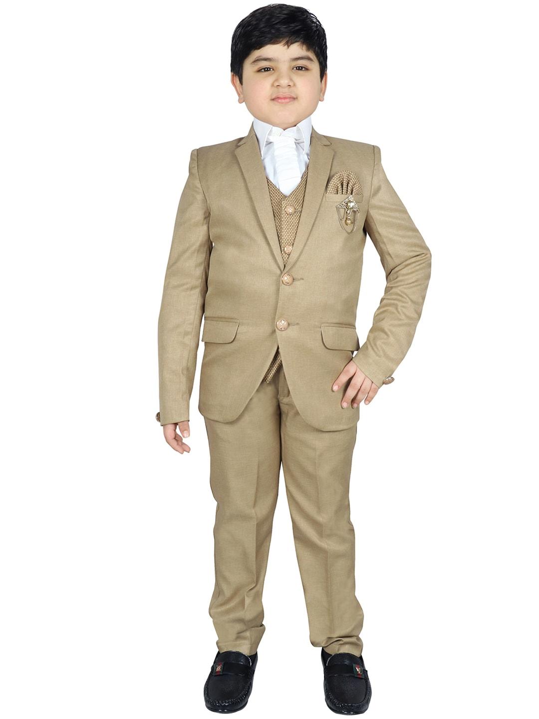 sg yuvraj boys green solid single-breasted party suit