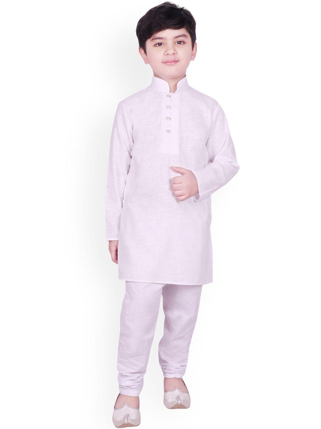 sg yuvraj boys off-white solid kurta with pyjamas