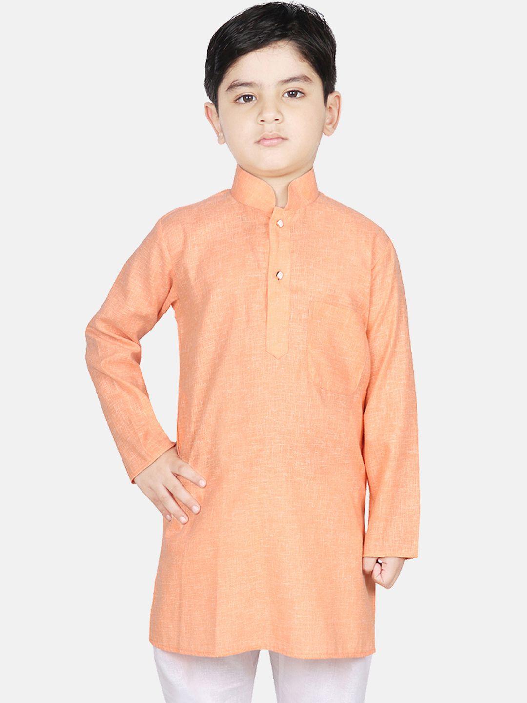 sg yuvraj boys orange solid straight kurta