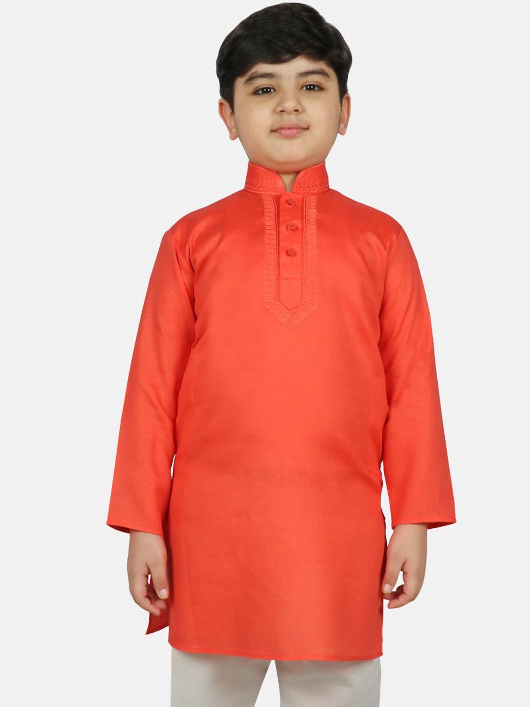 sg yuvraj boys orange thread work kurta