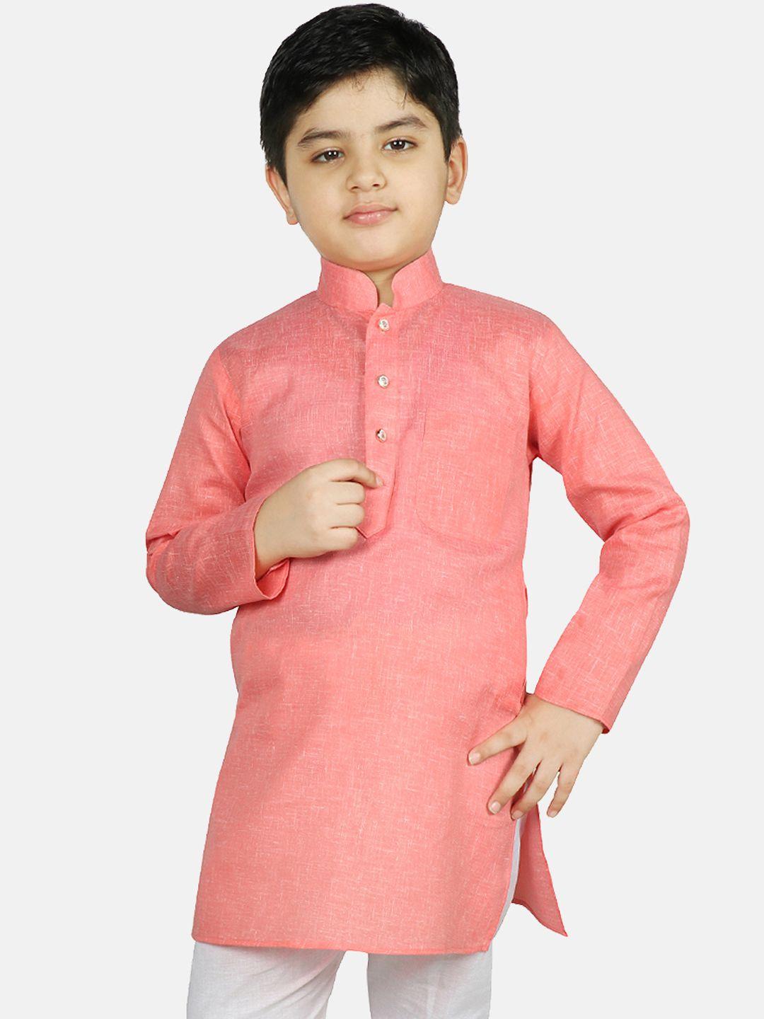 sg yuvraj boys peach solid straight kurta