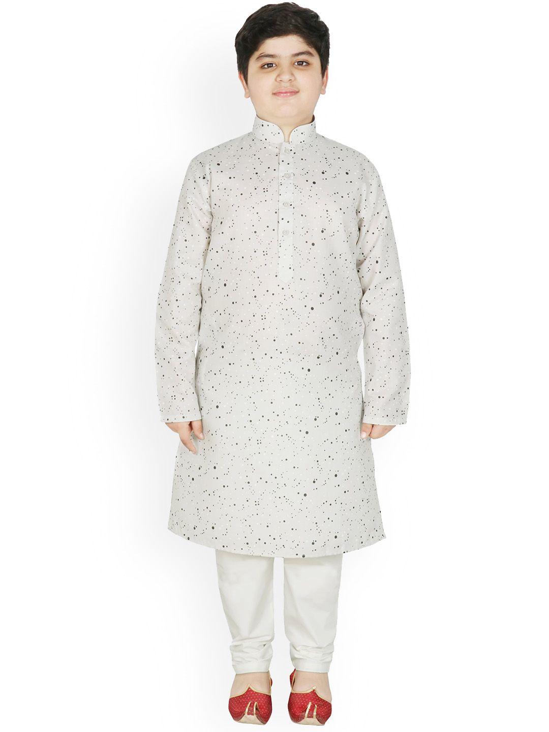 sg yuvraj boys polka dots printed pure cotton kurta with pyjamas