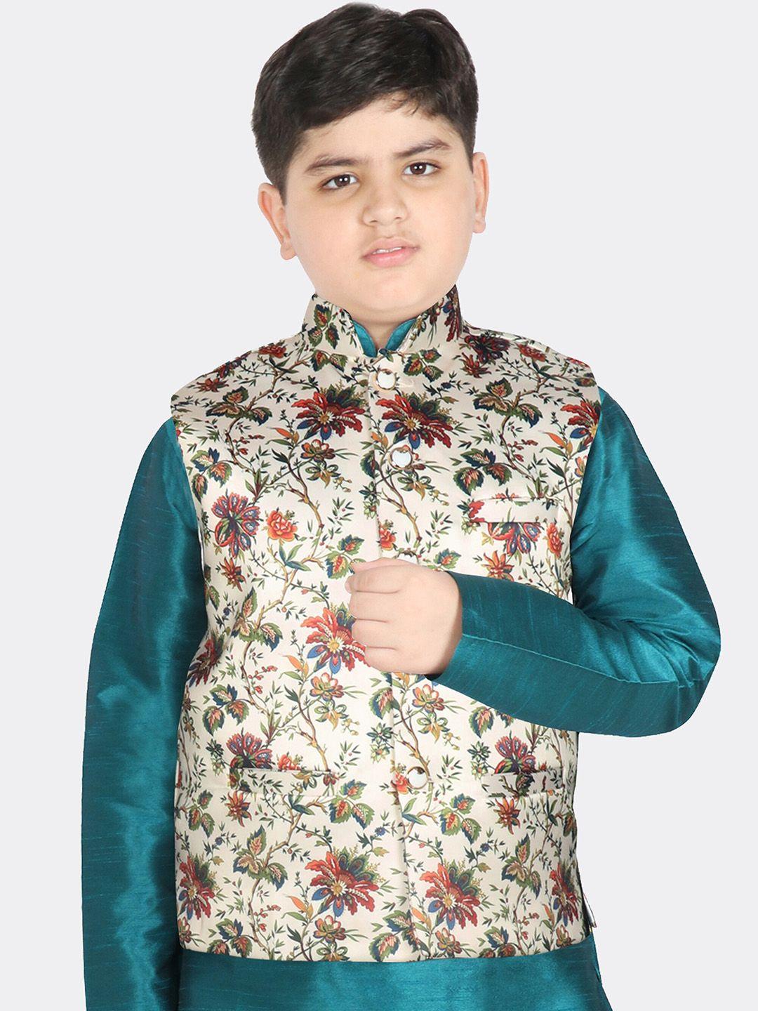 sg yuvraj boys printed satin nehru jacket